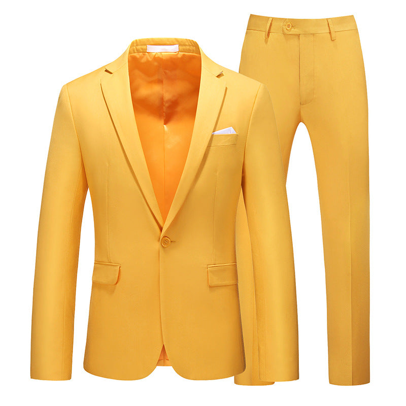 Multi-Color Two-piece Suit Men's Solid Color Slim Fit suit