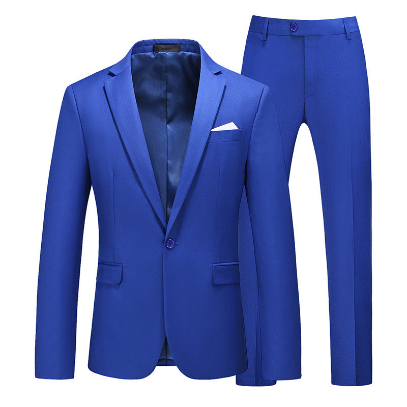 Multi-Color Two-piece Suit Men's Solid Color Slim Fit suit