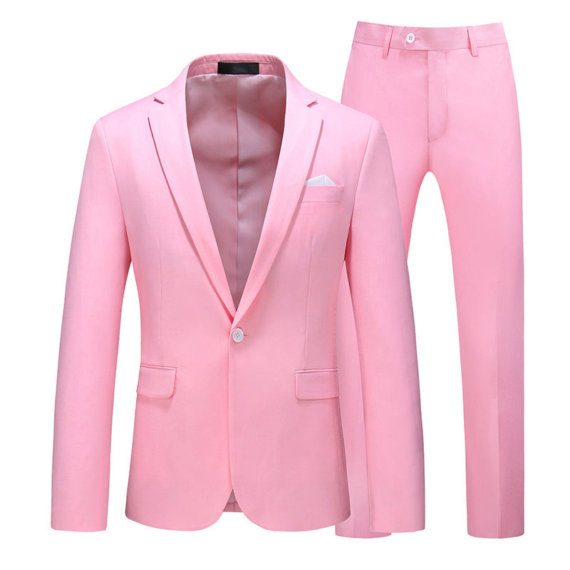 Multi-Color Two-piece Suit Men's Solid Color Slim Fit suit