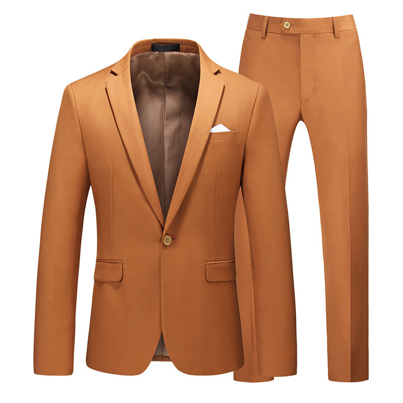 Multi-Color Two-piece Suit Men's Solid Color Slim Fit suit