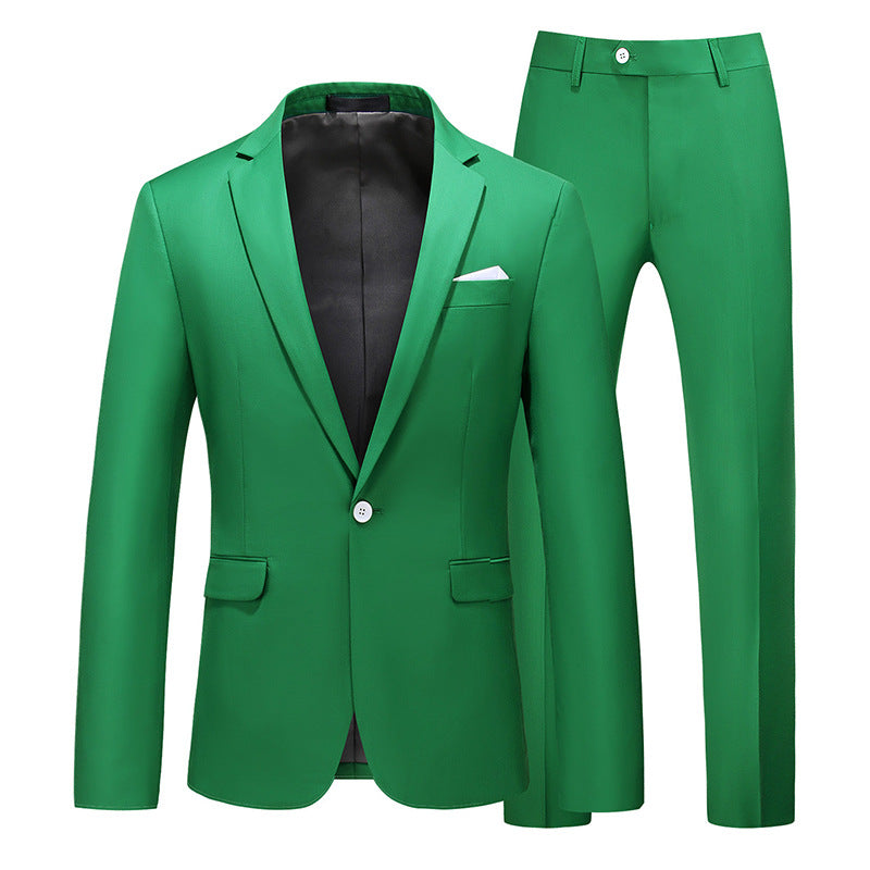 Multi-Color Two-piece Suit Men's Solid Color Slim Fit suit