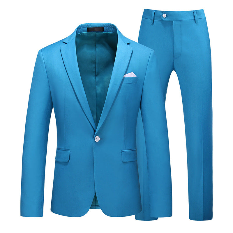 Multi-Color Two-piece Suit Men's Solid Color Slim Fit suit