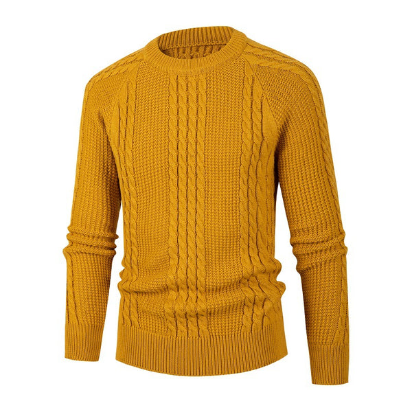 Suéter tipo jersey de punto con torcedura de masa frita de color sólido para hombre