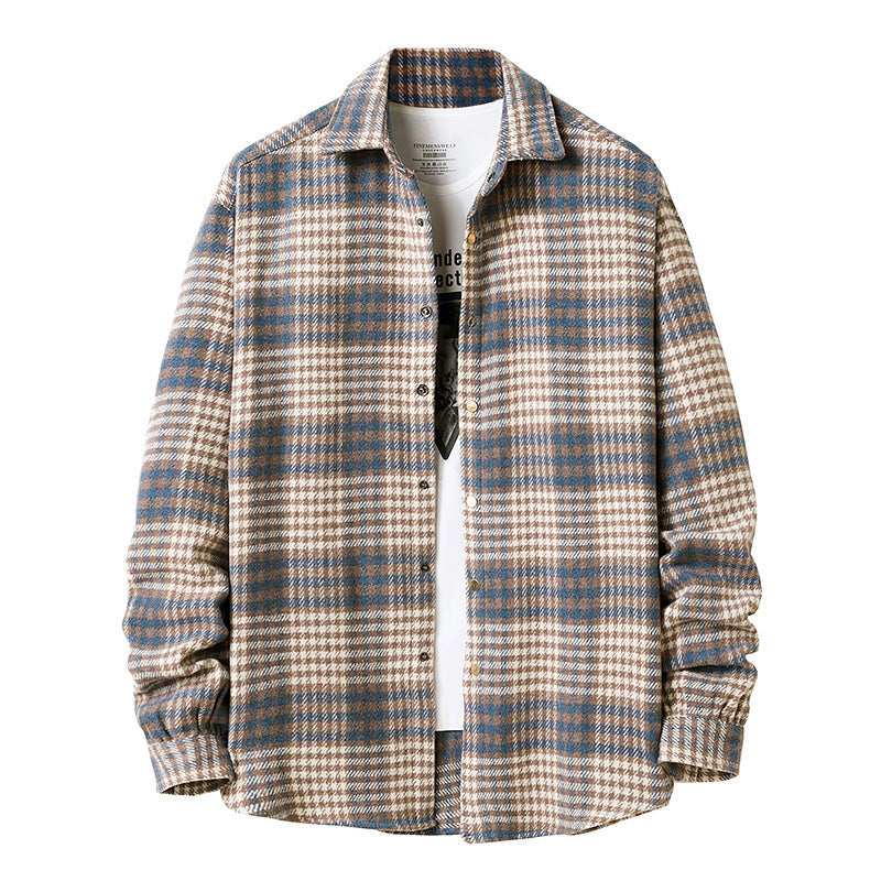 Flannel Thick Plaid Shirt Men's