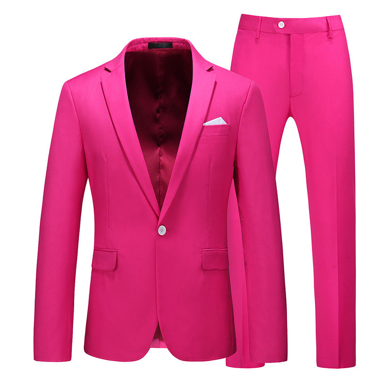 Multi-Color Two-piece Suit Men's Solid Color Slim Fit suit