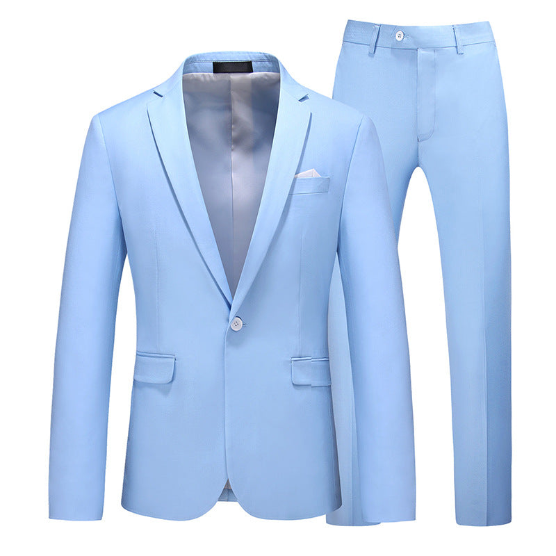 Multi-Color Two-piece Suit Men's Solid Color Slim Fit suit