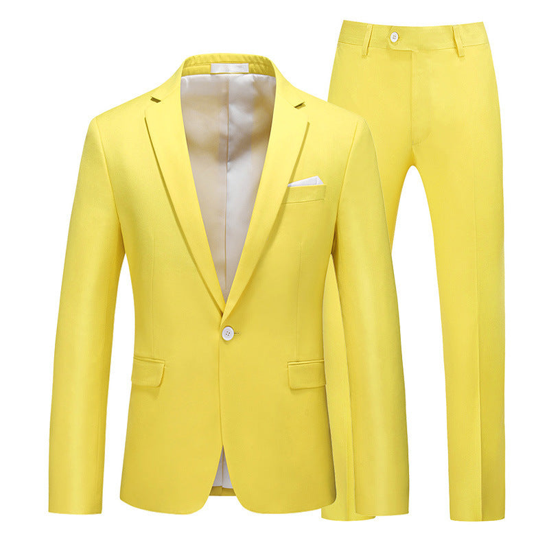 Multi-Color Two-piece Suit Men's Solid Color Slim Fit suit