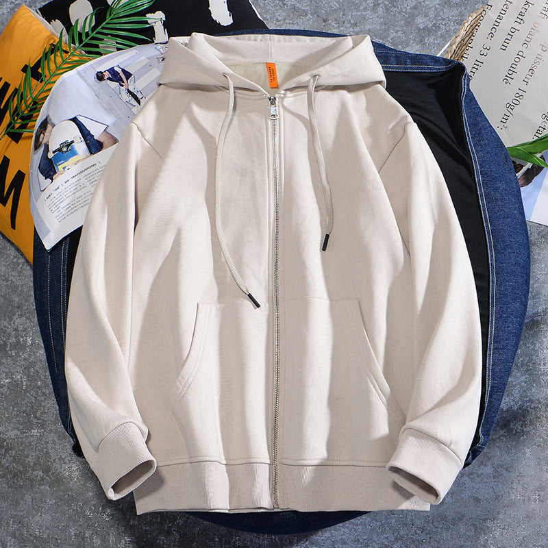 Solid Color Cashmere hooded Jacket For Men