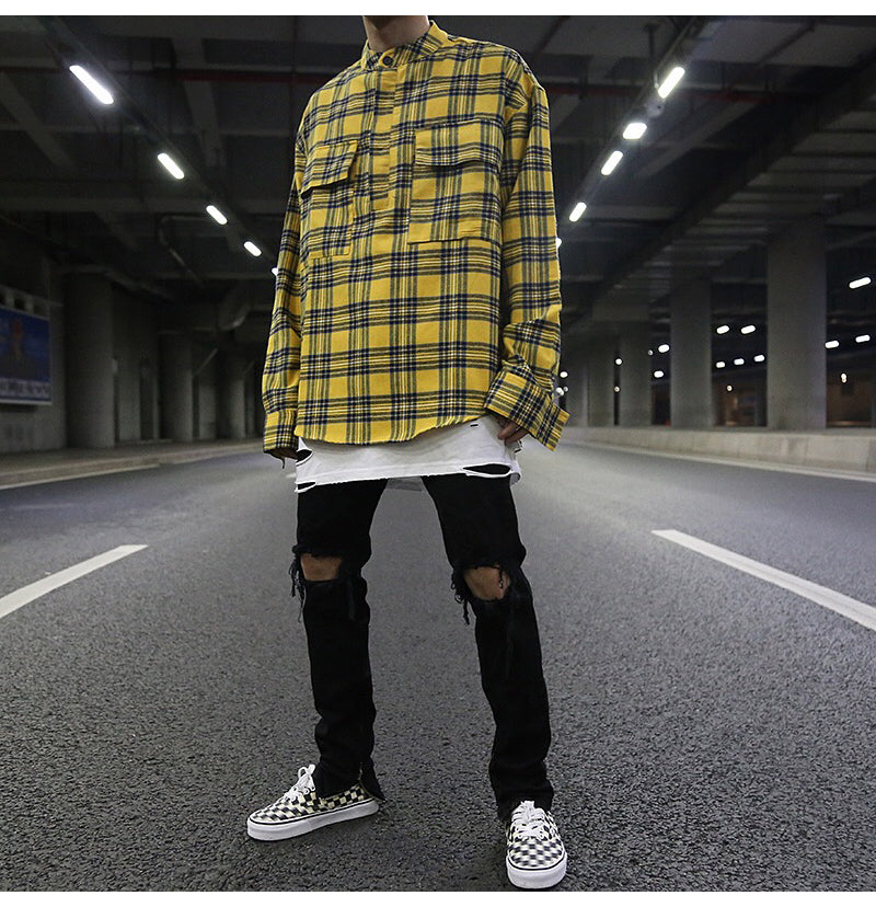 Loose versatile checks shirt