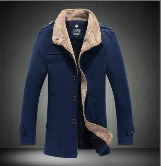 Lamb wool men's woolen jacket with stand-up collar