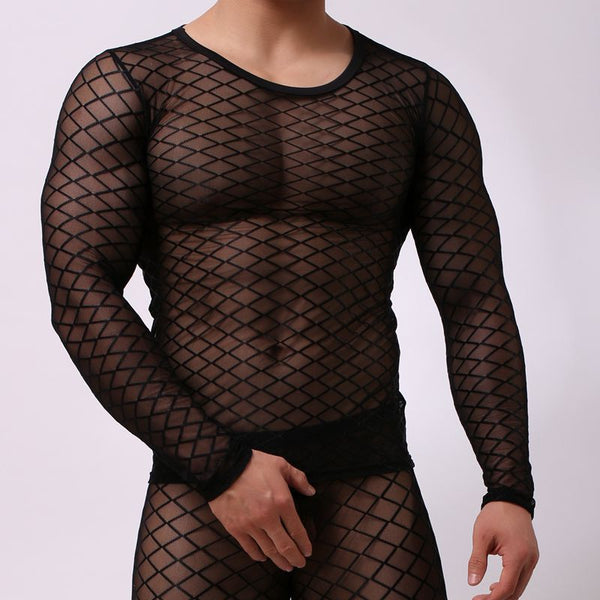 Mesh long sleeve t-shirt men