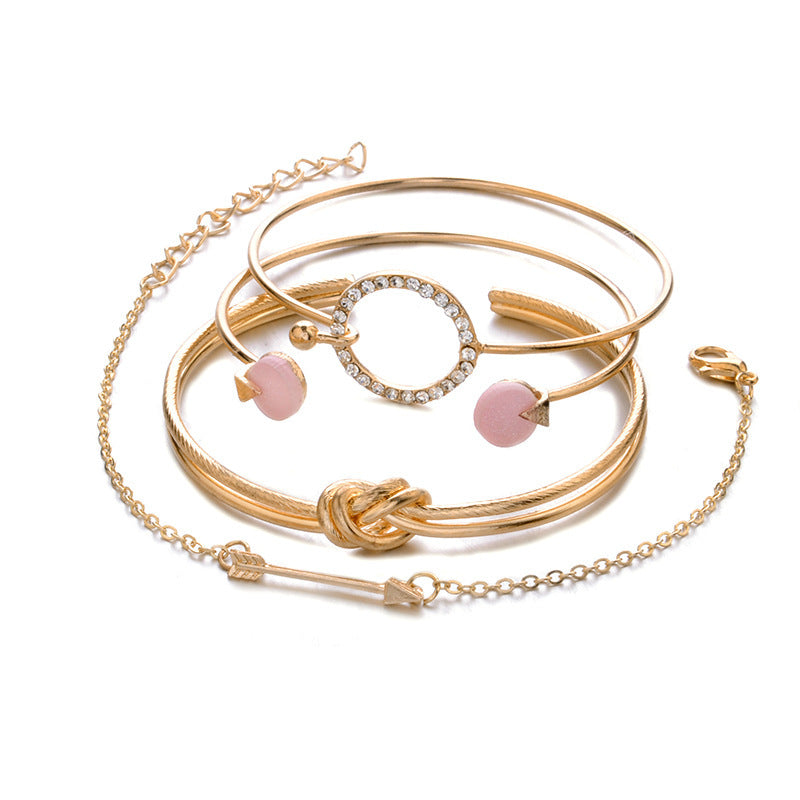 Knot Round Crystal Gem Multilayer Adjustable Bracelet