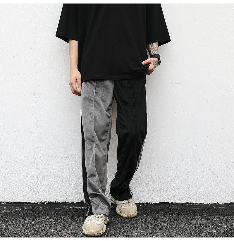 Black and grey Half n Half casual Pants