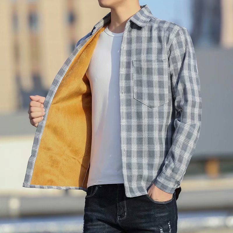 Long sleeve plaid shirt men