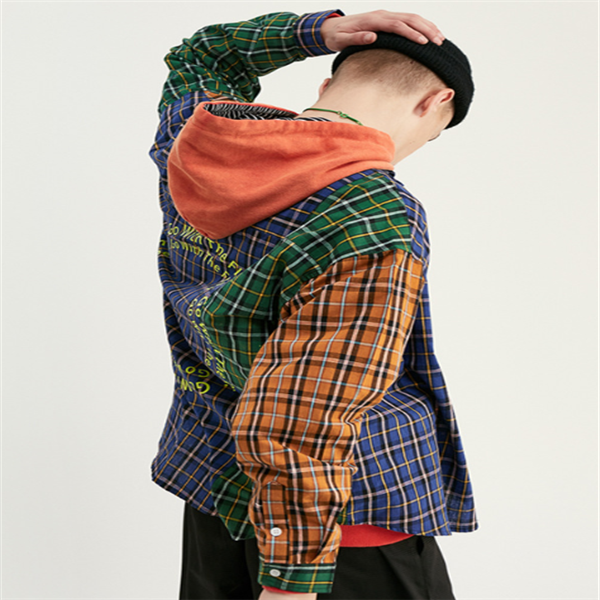 Plaid printed men's loose shirt