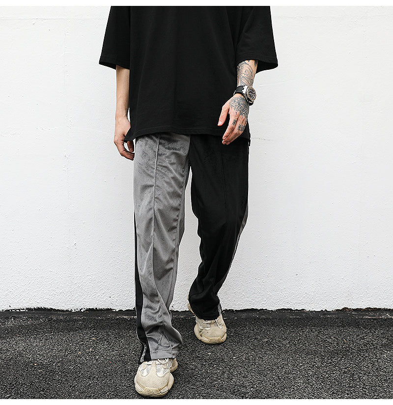 Black and grey Half n Half casual Pants