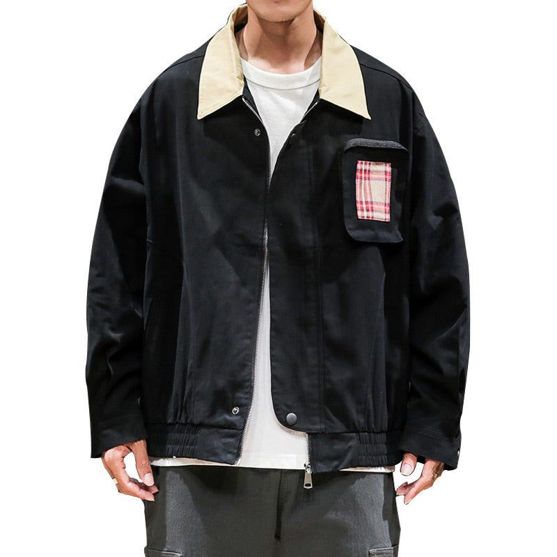 Contrast collar lapel tooling jacket men