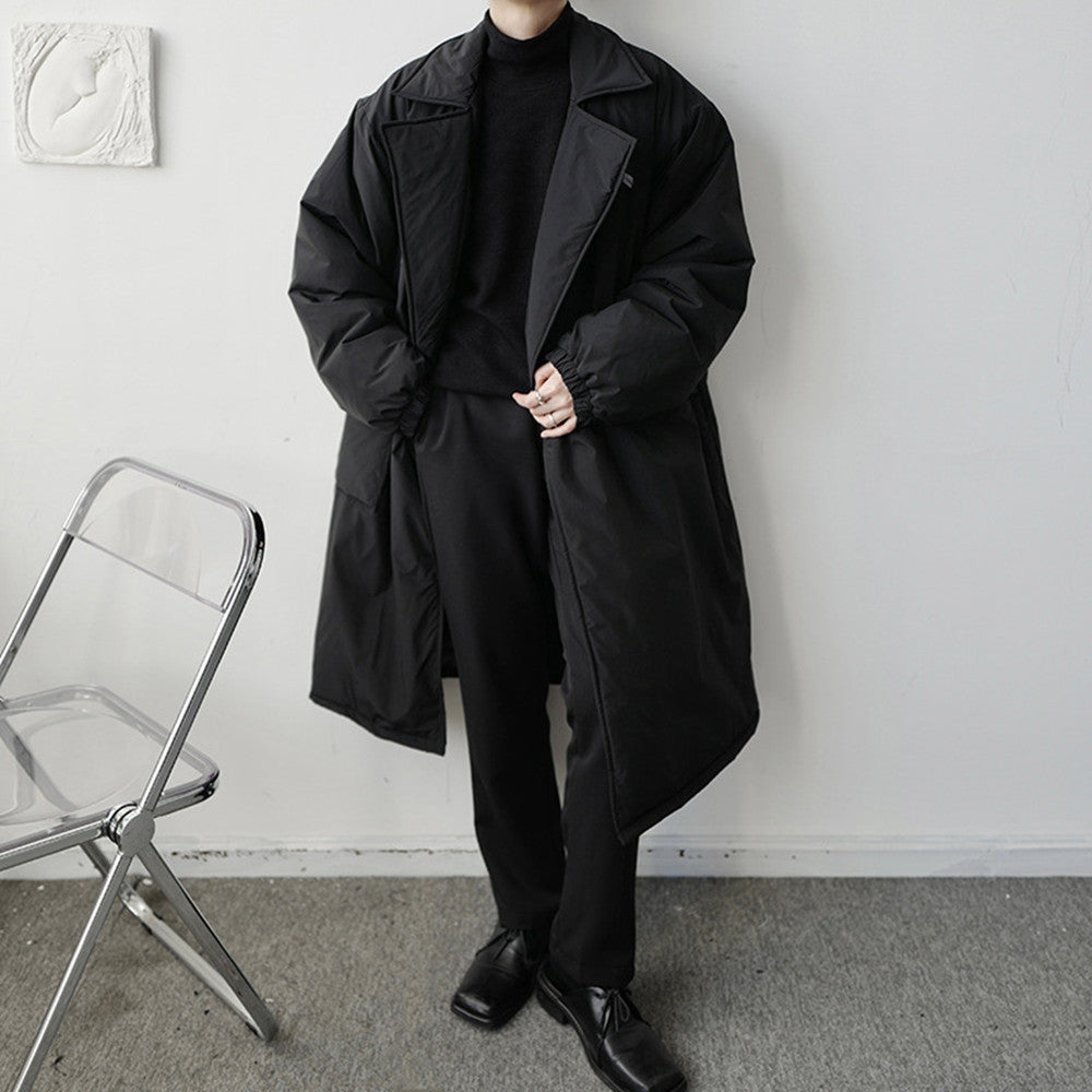 Dark Oversized Suit Over-the-Knee Mid-Length trench Coat