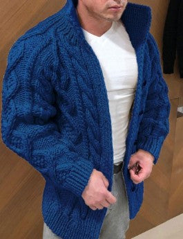 Maglione cardigan con bottoni in corda da uomo