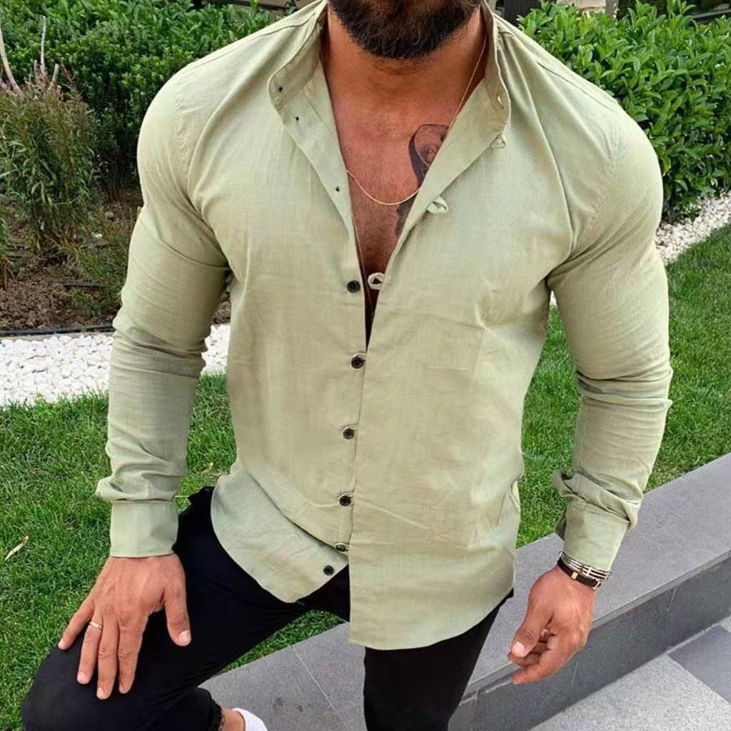 Long sleeve stand collar casual shirt