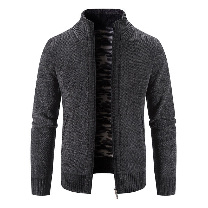 Men's Knitwear Autumn And Winter Fleece Lined Padded Cardigan sweater