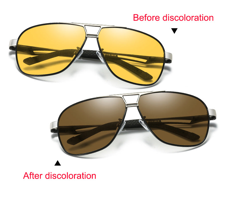 Color-changing polarized sunglasses