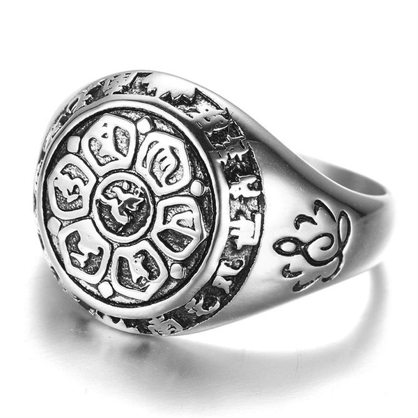 Alloy Retro Six-Word Mantra Ring