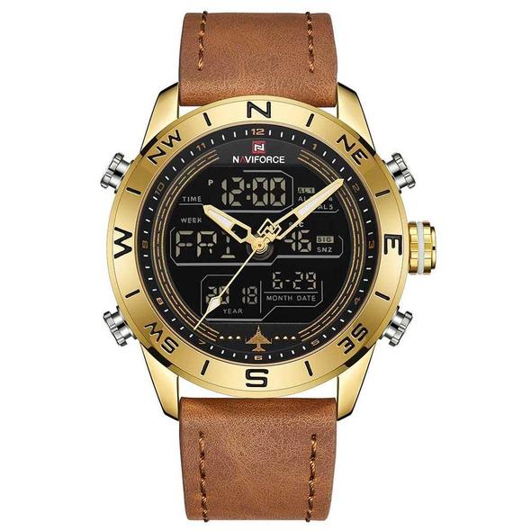 NAVIFORCE 9144 Gold LED Analog Digital Watch