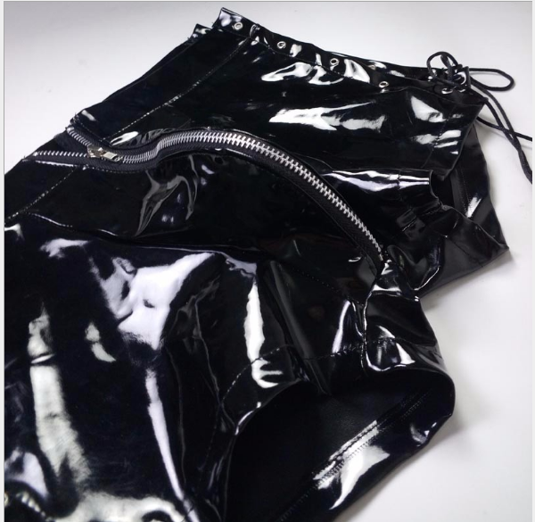 Patent leather men's tights wild zipper shorts