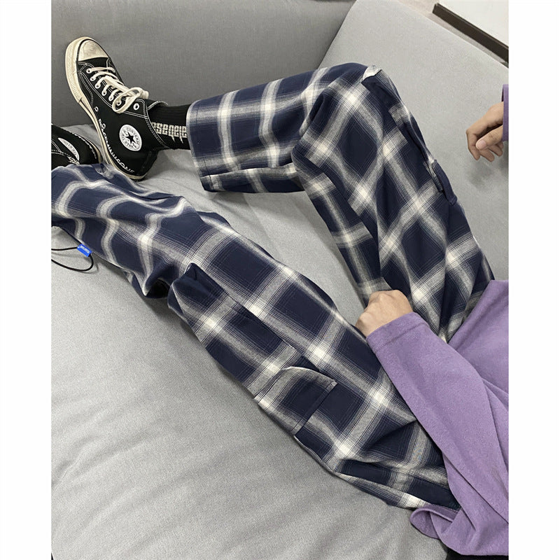 Check beam casual pants