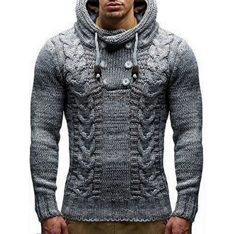 Solid Color Knit Hooded Sweater