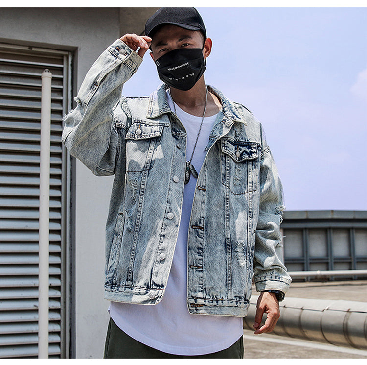 Back Printed Denim Jacket Men