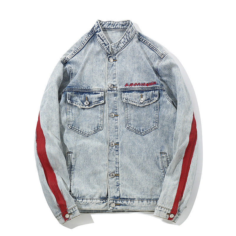 Wash embroidered denim jacket