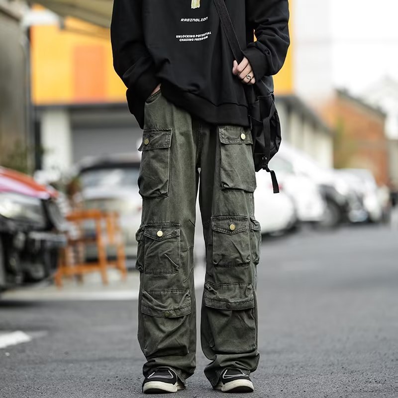 High Street Vintage Mechanical Style Workwear Casual Trousers