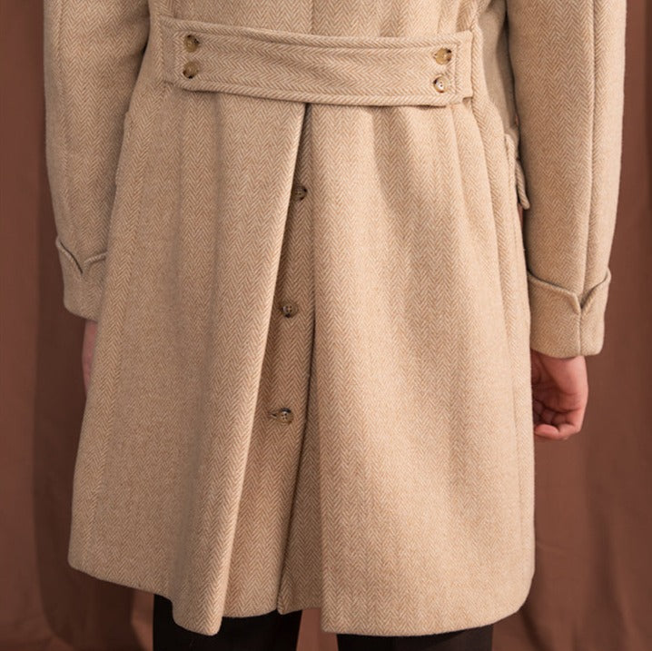 Palazzo Vintage Wool Blend Herringbone Polo Coat