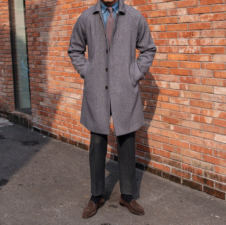 Milano Herringbone Belted Wool-Blend Coat