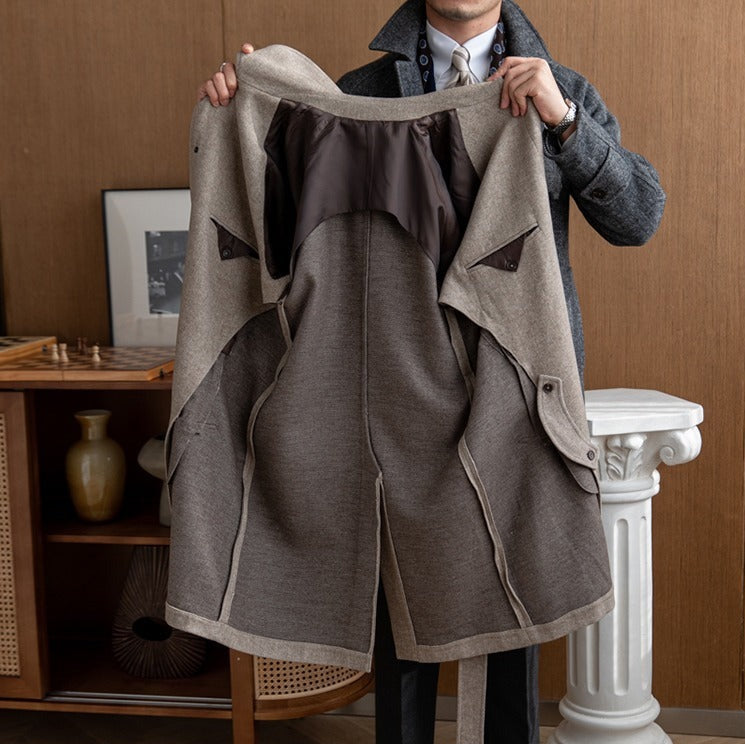 Royal Crescent Wool Blend Belted Raglan Coat