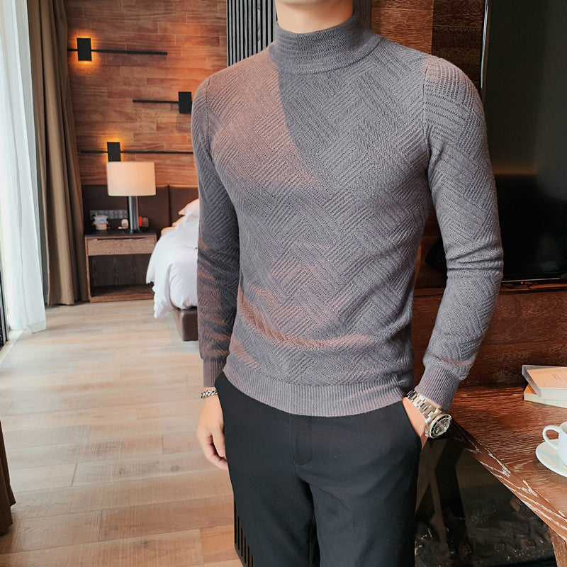 Men's Casual Slim-fit Half Turtleneck Sweater