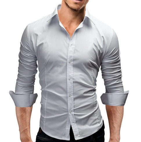 Men's Slim-fit Long-sleeved Simple Formal Shirt