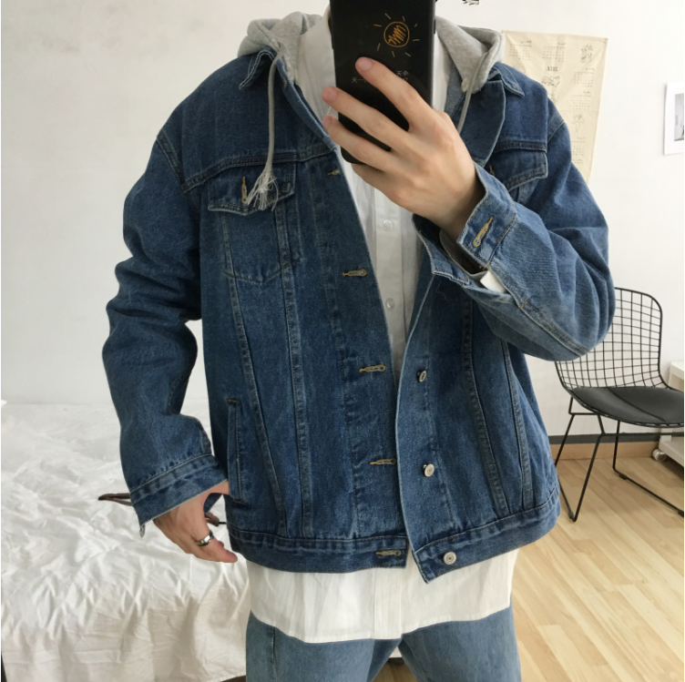 Hooded Denim Jacket Mens