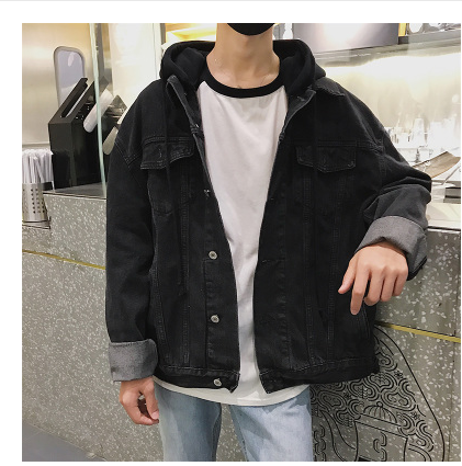 Hooded Denim Jacket Mens