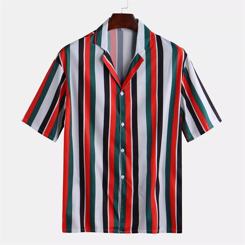 Striped button men's casual shirt