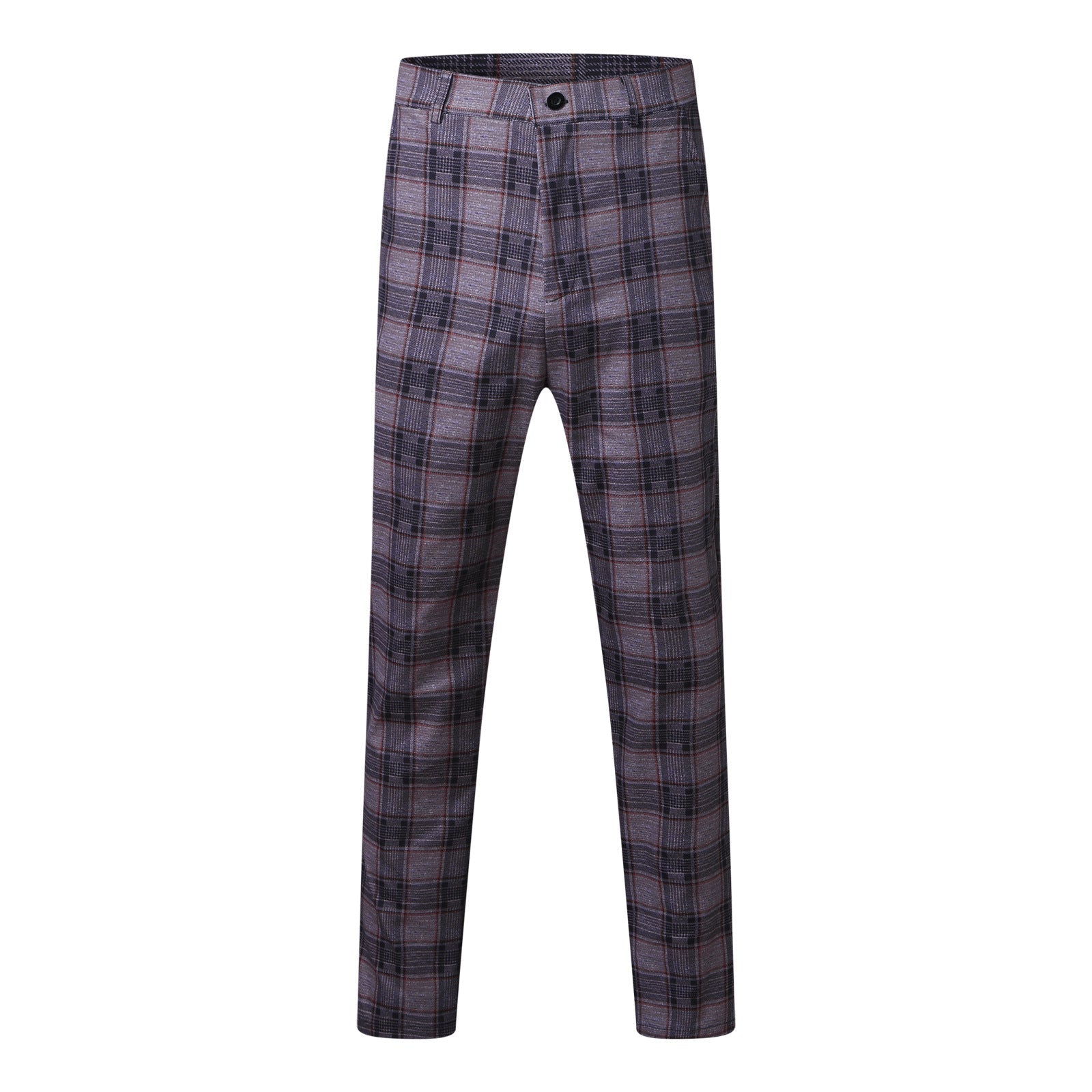 Stretch Slim Fit Pencil Pants Printed Plaid Business Casual Trousers