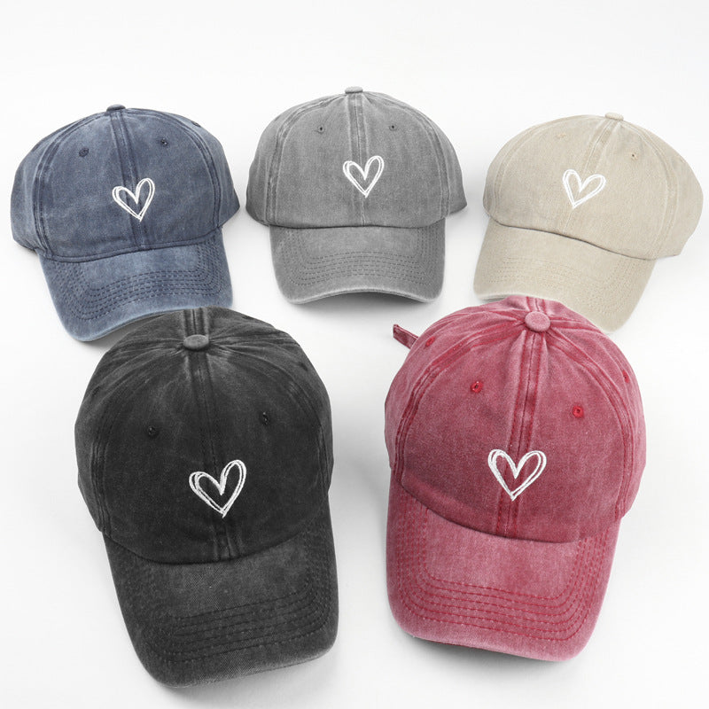 Love Embroidered Couple Duck Tongue Hat