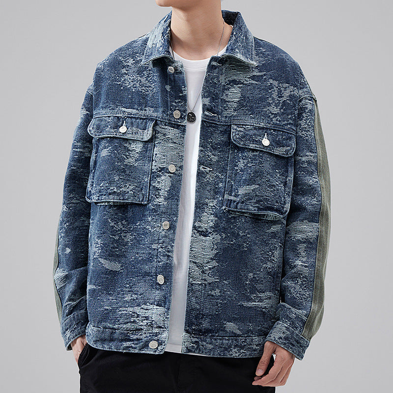 High Street American Classic Retro Patterned Denim Jacket