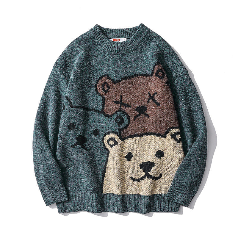 Maglione orso uomo e donna tendenza maglione girocollo largo maglia pigra