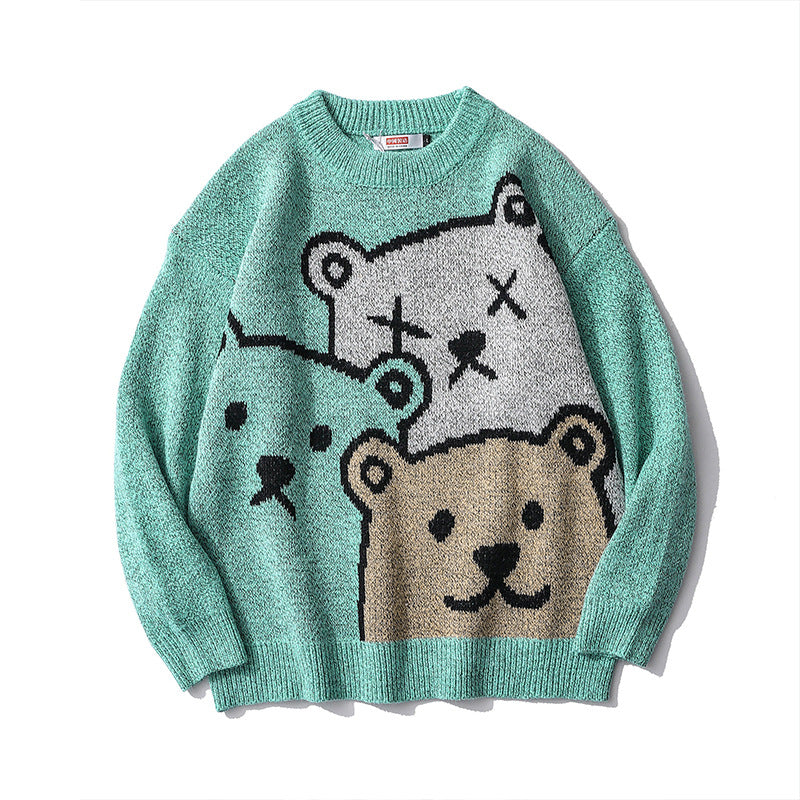 Maglione orso uomo e donna tendenza maglione girocollo largo maglia pigra