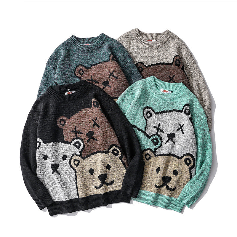 Maglione orso uomo e donna tendenza maglione girocollo largo maglia pigra