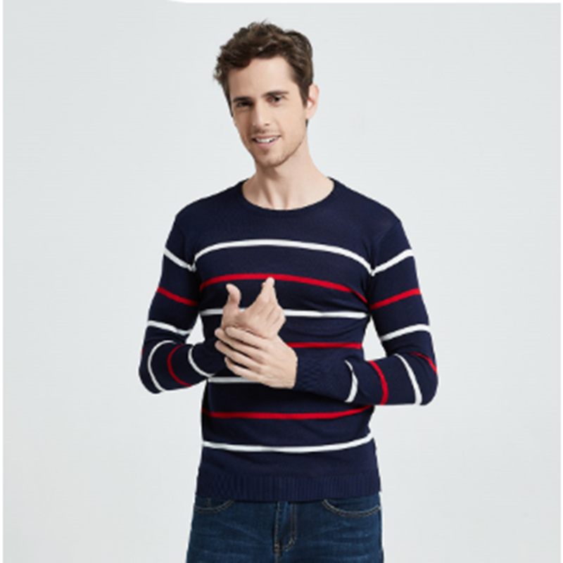 Men's Loose Warm Solid Color Crew Neck Sweater