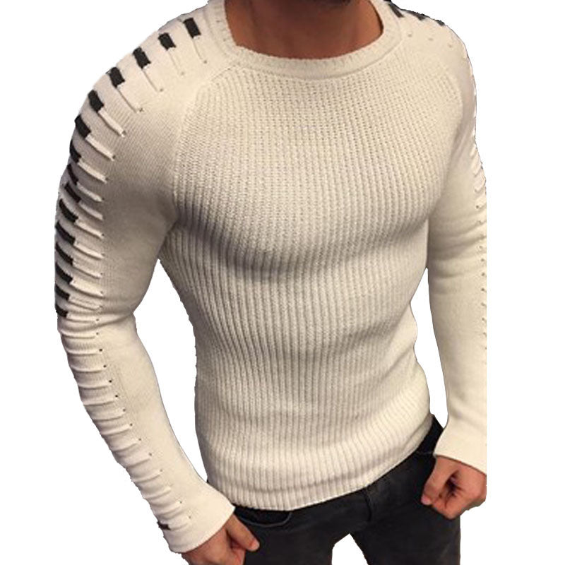 Maglia a maniche lunghe slim da uomo con scollo rotondo